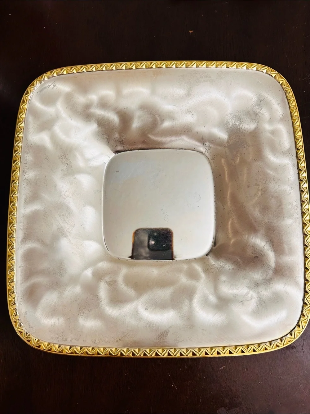 VTG WMF-IKORA Art Deco Silver Plated Tarnish Resistant Tray Dish Golden Rim